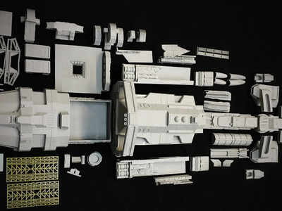 We produced this Starship Trooper 36' long, Rodger Young model prototype cast and etched brass parts for Chronicle collectibles.	