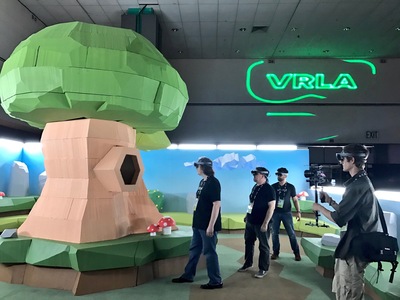 Here's a faux low-res CG set we designed and created for Microsoft's award winning Augmented Reality Egg Hunt.	